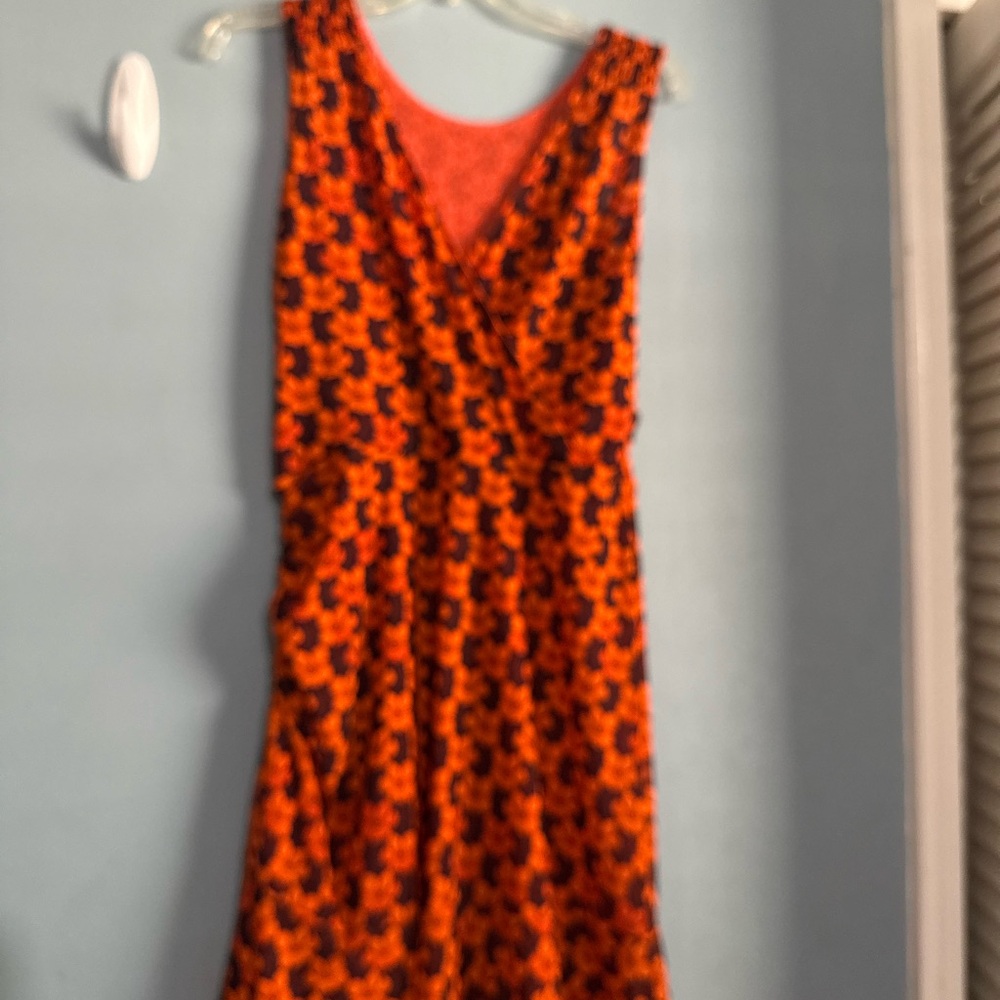 CAbi Orange and Black Floral Midi Dress - Picture 3 of 16